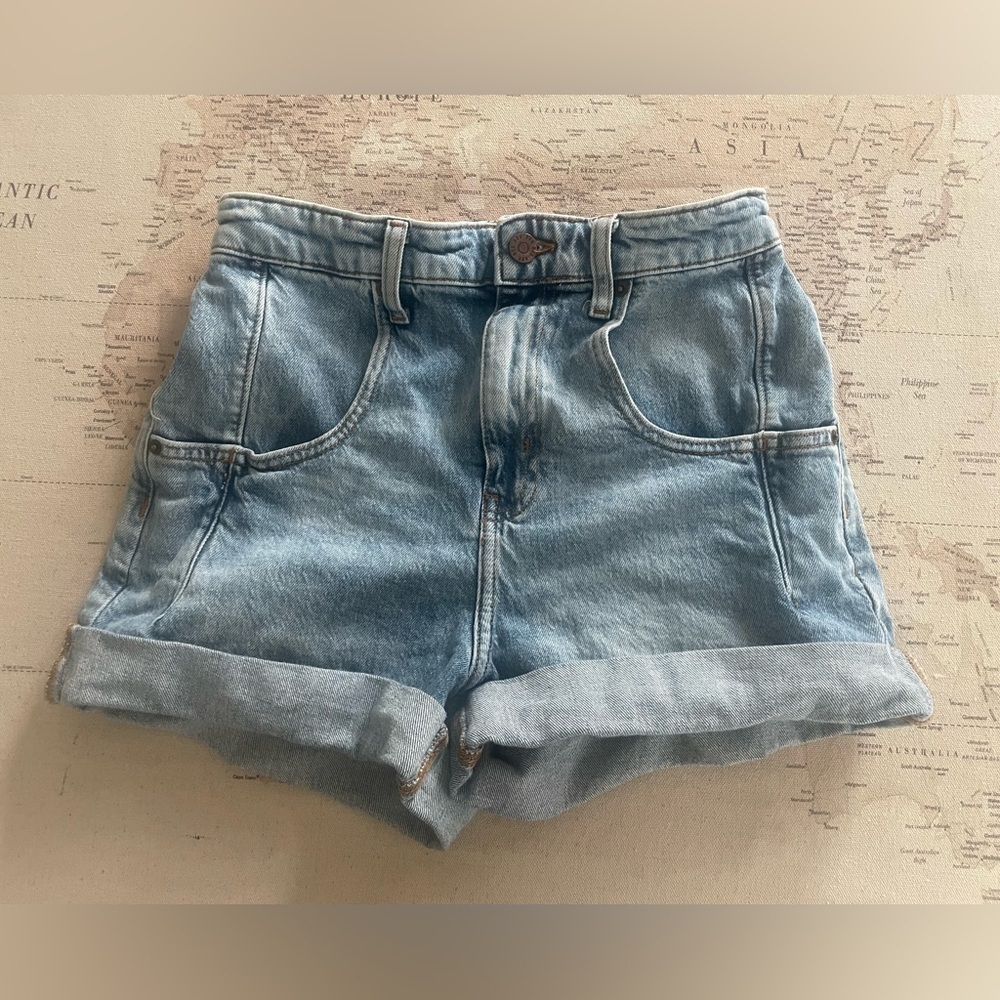 BDG High Rise Stretch Roll Hem Denim Shorts Size 27